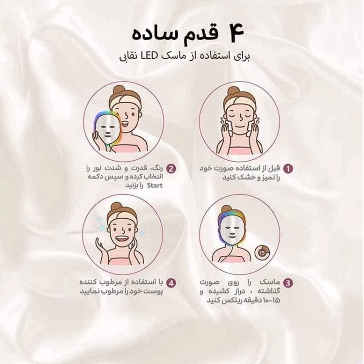 ماسک ال ای دی نقابی 7رنگ همزمان گردن و صورت