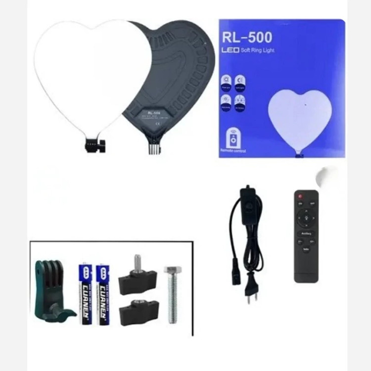 رینگ لایت. نور ثابت ال ای دی قلبی . با سه پایه فلزی 2 متری . تولید محتوا . مدل RL-500