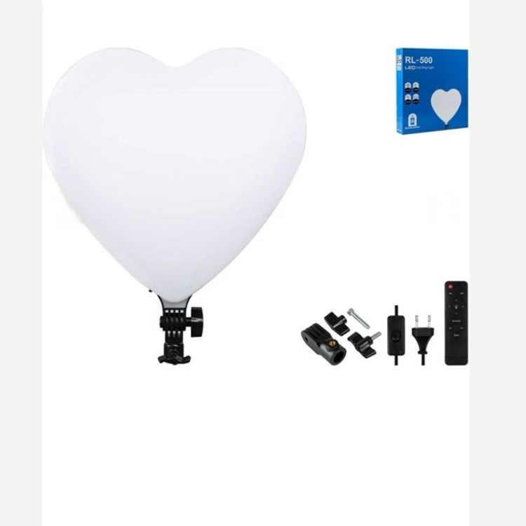 رینگ لایت. نور ثابت ال ای دی قلبی . با سه پایه فلزی 2 متری . تولید محتوا . مدل RL-500