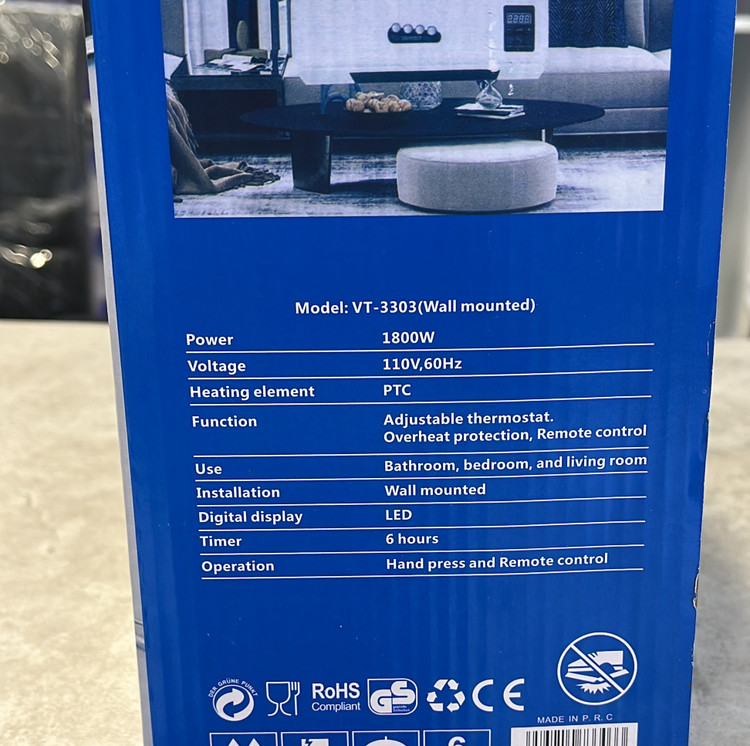 هیتر دیواری دوکاره گرما/سرما مدل VT-3303 ا VT-3303 PTC Wall Mounted Heater